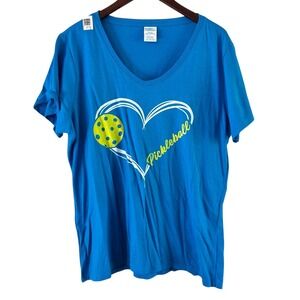Port‎ & Company Pickleball Graphic Tee V-Neck Short Sleeve Top XL